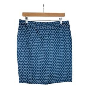 LOFT Ann Taylor Women's Polka Dot Bow Pencil Straight‎ Skirt Size 8 Blue